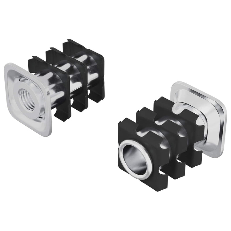 Vidaxl insert de tube fileté 2 pcs noir et argent 15,8 x 15,8 x 22,5 mm