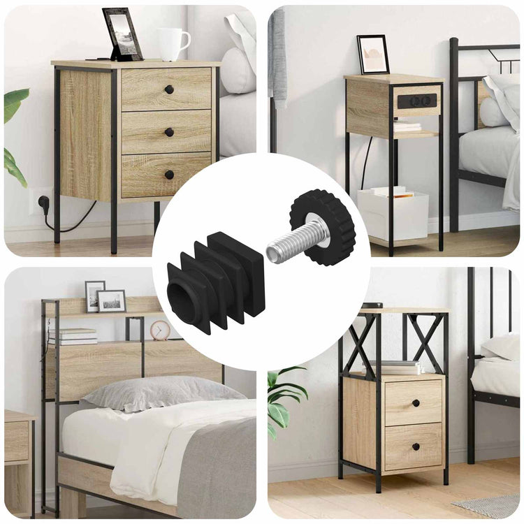 Vidaxxl niveleurs de meubles réglables 12 pcs noir m6 pp