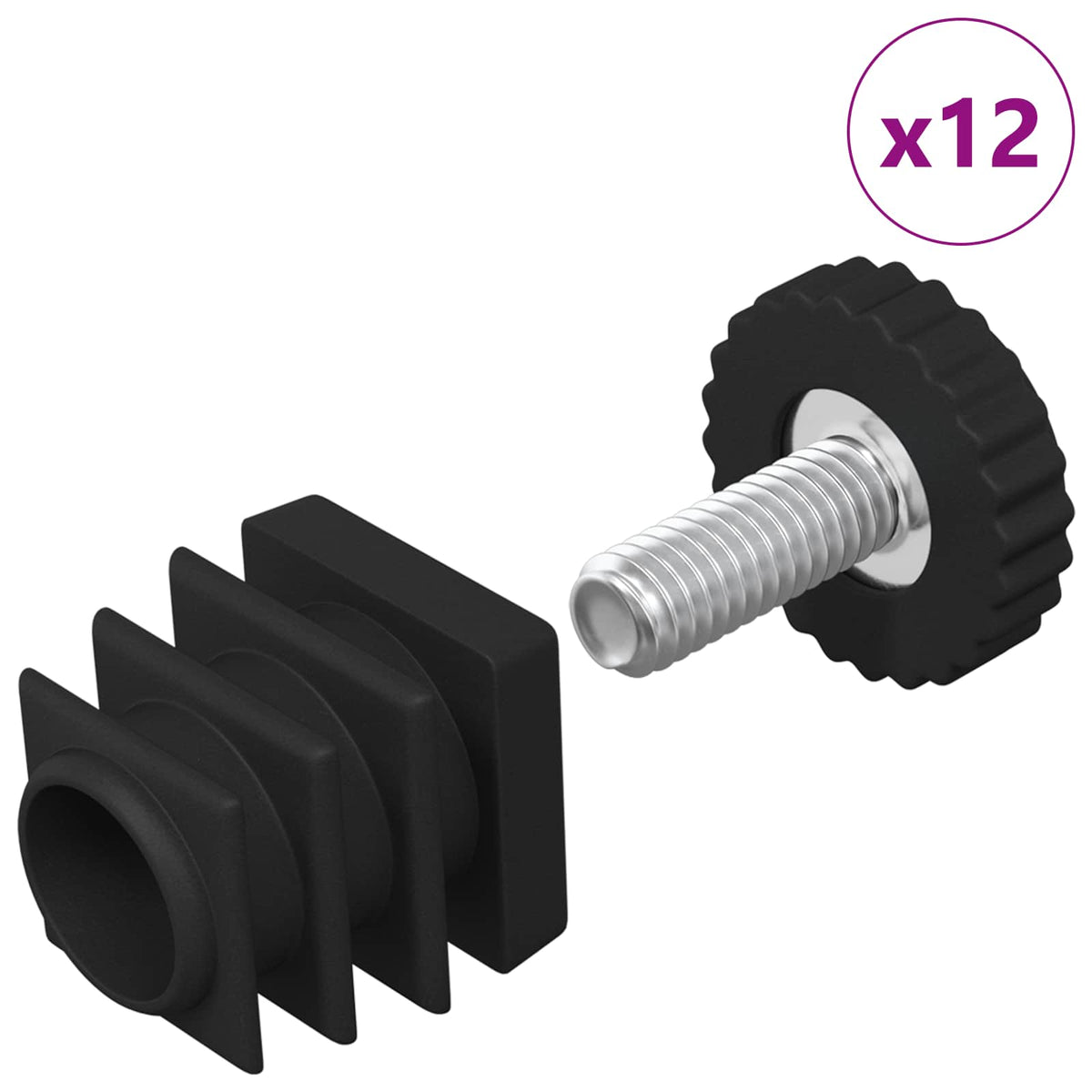 Vidaxxl niveleurs de meubles réglables 12 pcs noir m6 pp