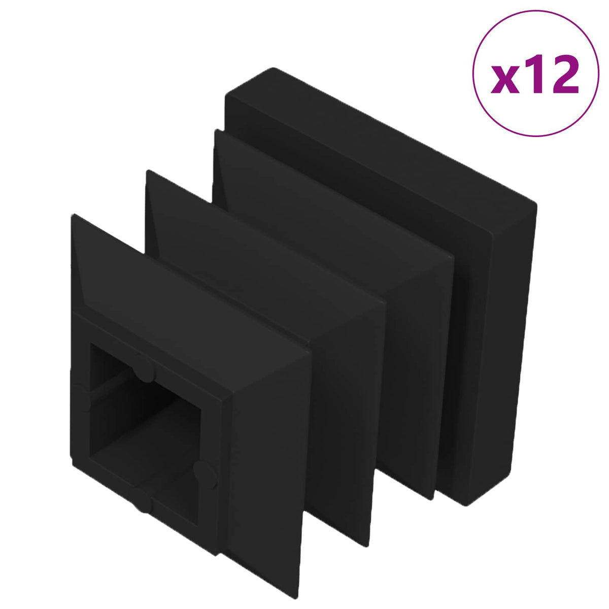 Vidaxxl embouts 12 pcs noir 15 x 15 x 15 mm pp