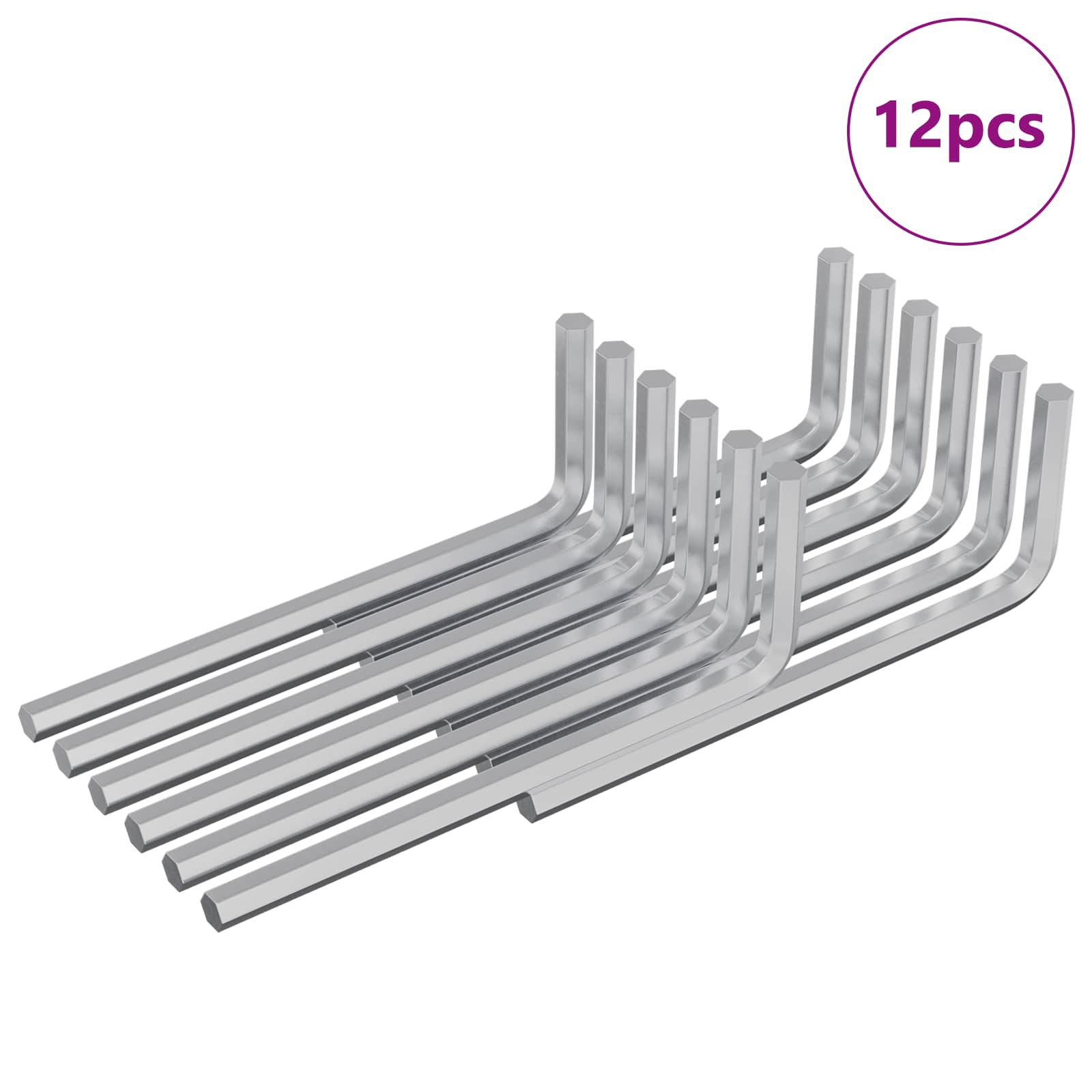Vidaxx clé hexagonale 12 pcs argent 32 x 86 mm acier