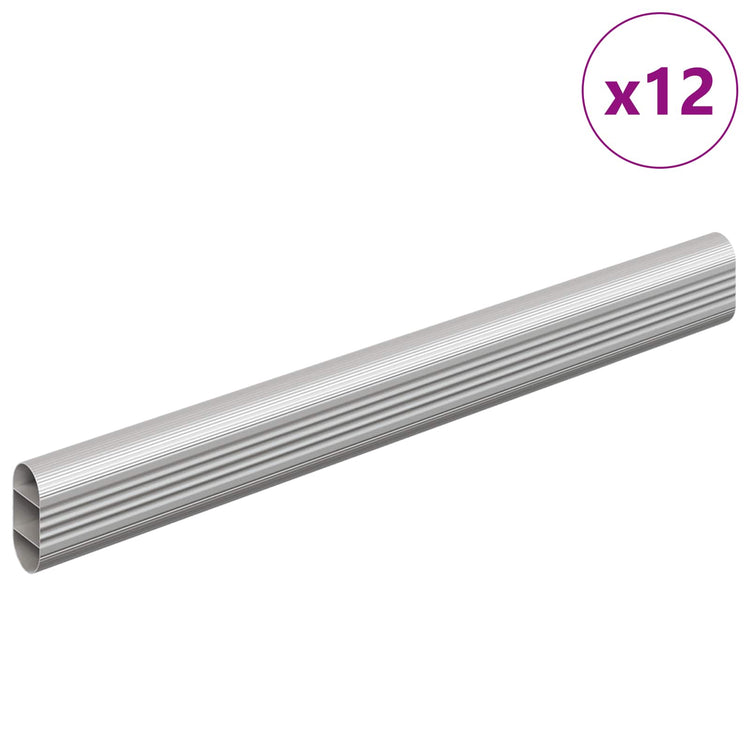 Vidaxxl tringle d'armoire 12 pcs argent 764 x 15 x 29 mm alliage d'aluminium