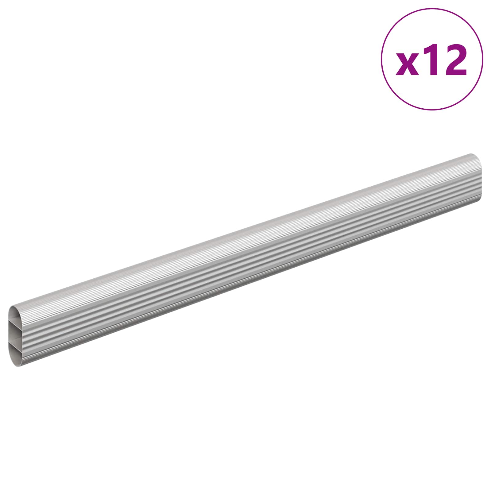 Vidaxxl tringle d'armoire 12 pcs argent 764 x 15 x 29 mm alliage d'aluminium