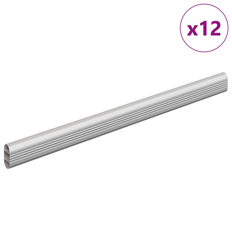 Vidaxxl tringle d'armoire 12 pcs argent 764 x 15 x 29 mm alliage d'aluminium