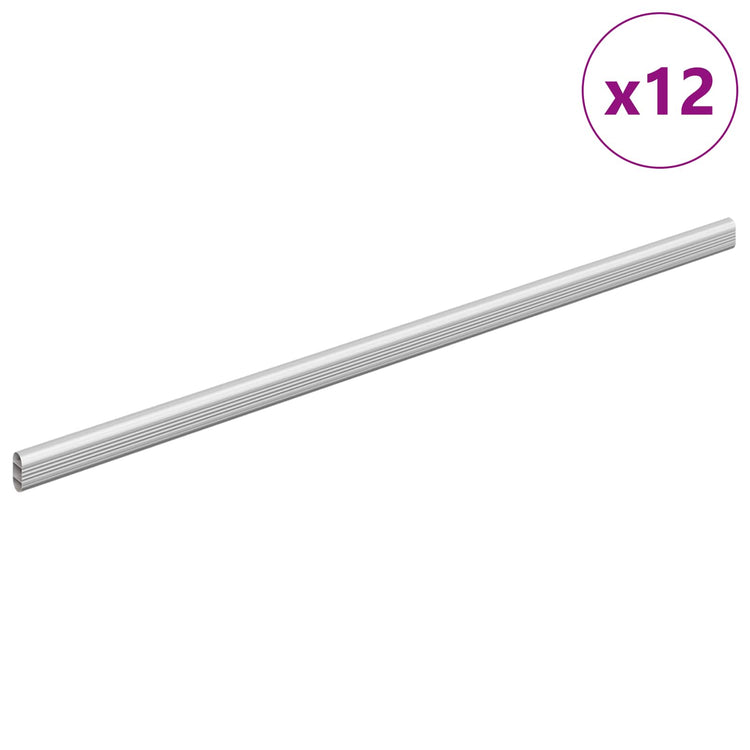Vidaxxl tringle d'armoire 12 pcs argent 764 x 15 x 29 mm alliage d'aluminium