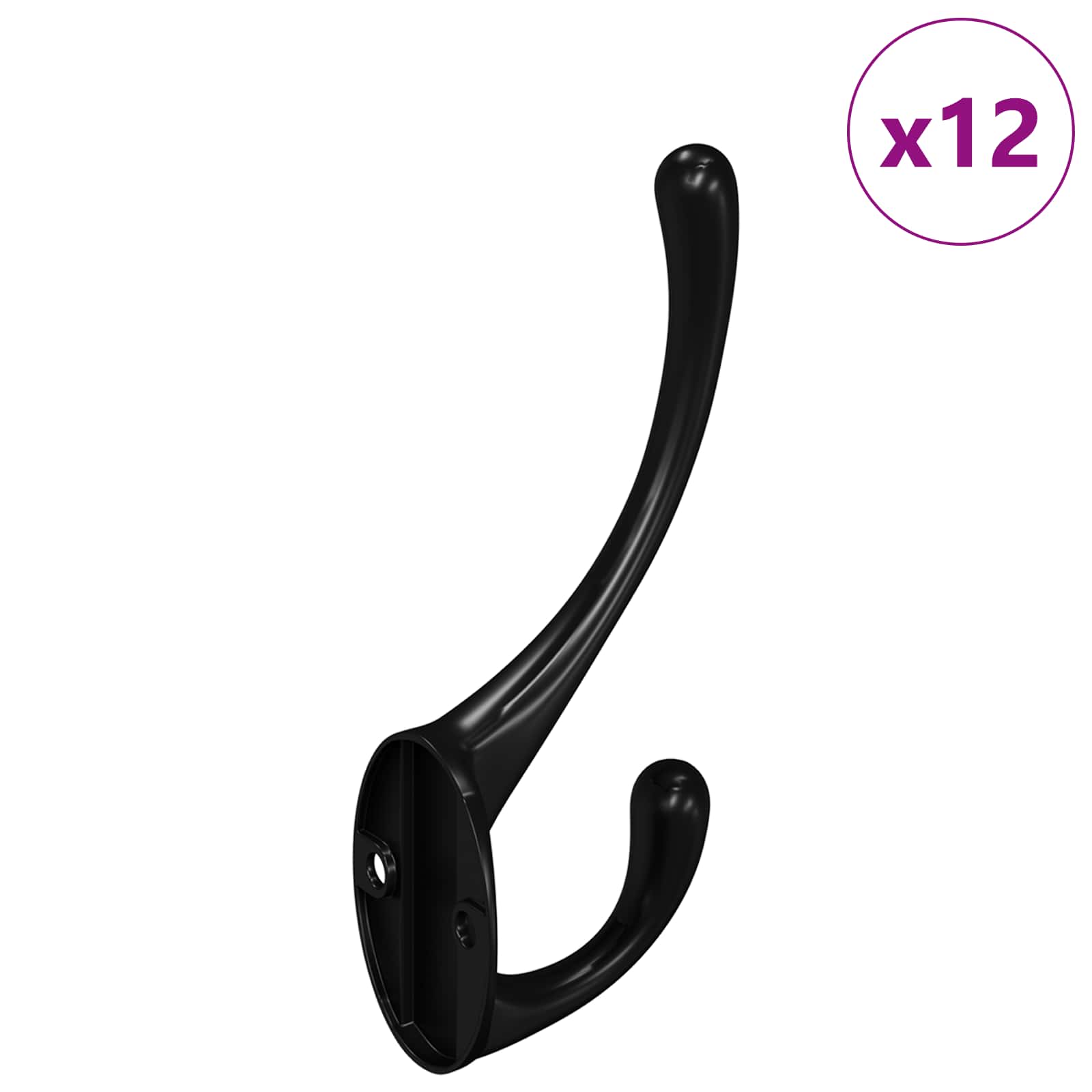 Vidaxx patère 12 pcs noir 102 x 29 x 47mm alliage de zinc