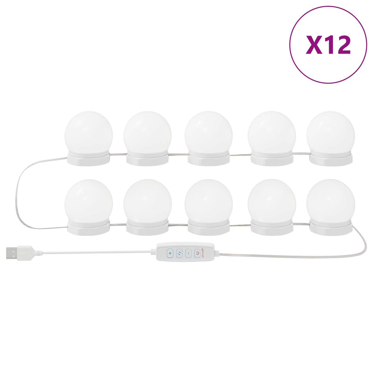 VidaXL lumières de miroir 12 pcs blanc 4,5 x 4,5 x 4,8 cm plastique