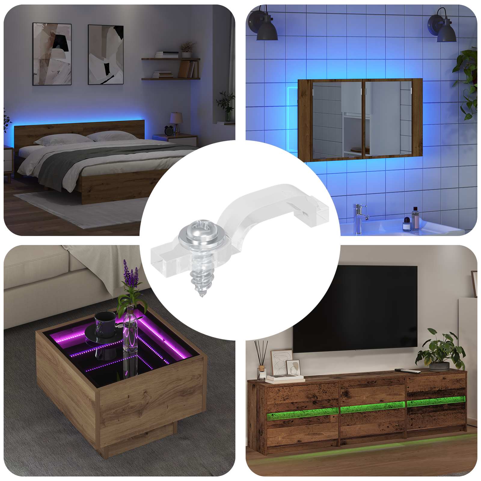 Vidaxxl Clips pour bandes LED 12 pcs transparents 23,8 x 7,3 x 4,3 mm