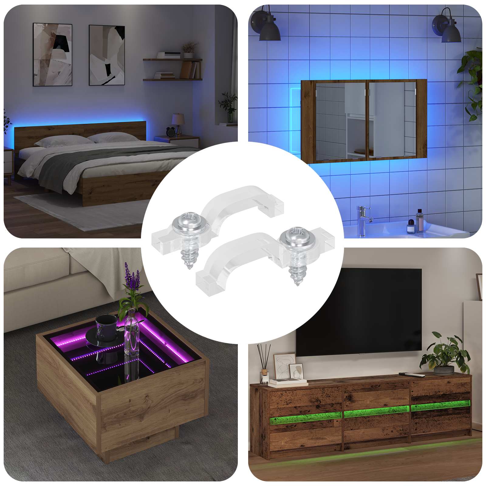 Vidaxxl Clips pour bandes LED 2 pcs transparents 23,8 x 7,3 x 4,3 mm