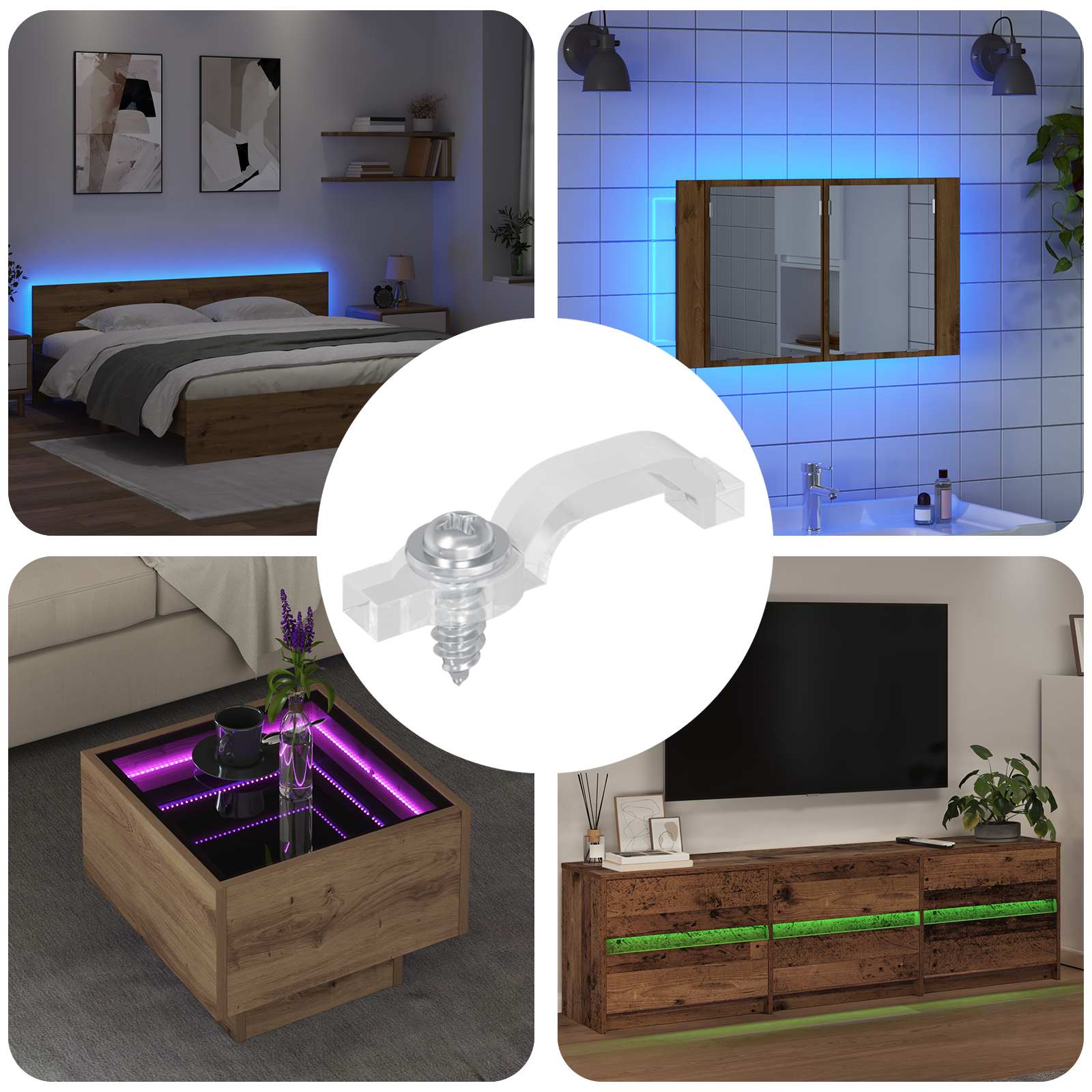 Vidaxxl Clips pour bandes LED 12 pcs transparents 23,8 x 7,3 x 4,3 mm