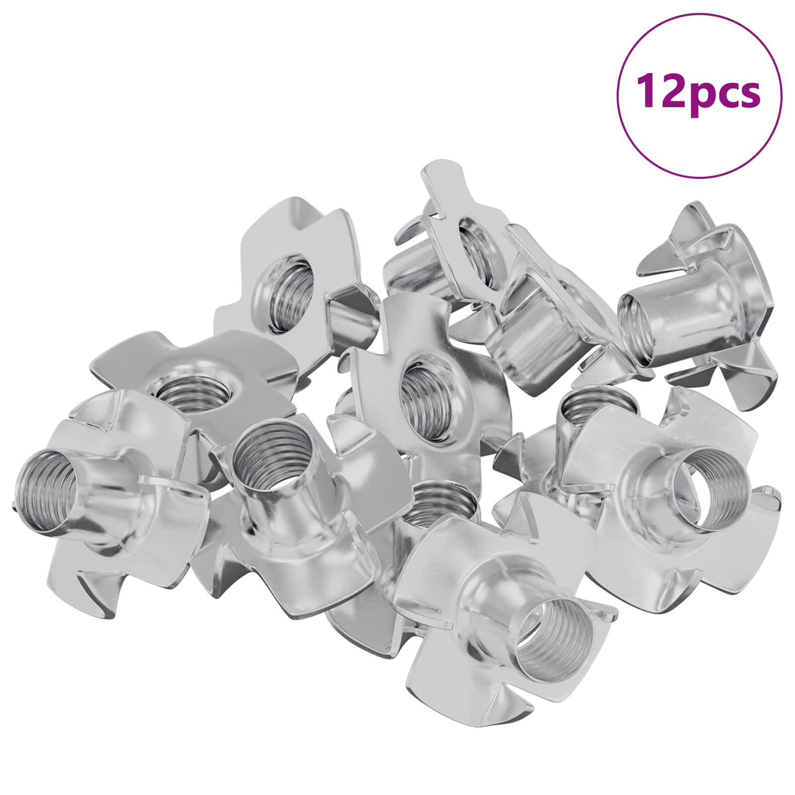 Vidaxl écrou en T estampé 12 pièces argent m6 mm acier