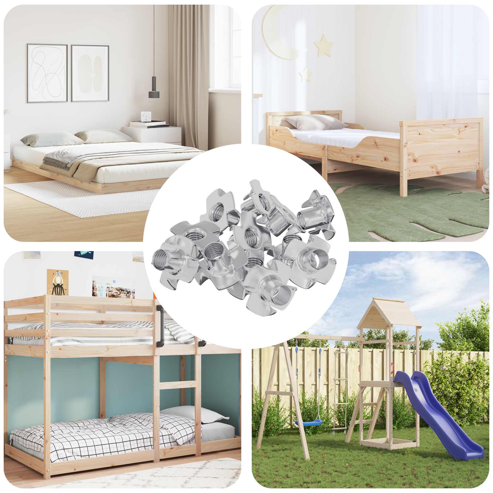 Vidaxl écrou en T estampé 7200 pcs argent m6 mm acier