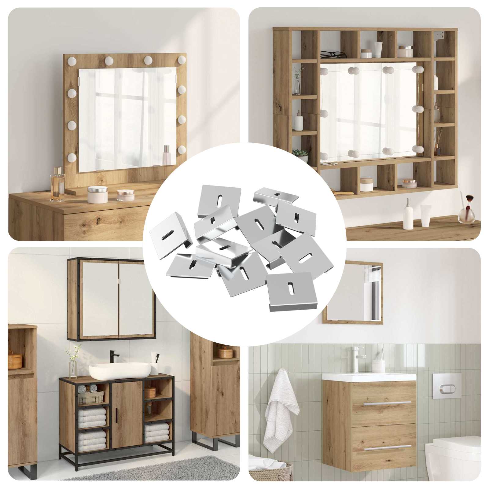 Vidaxxl support de montage miroir 340 pcs nickel 35 x 30 x 8,3 mm