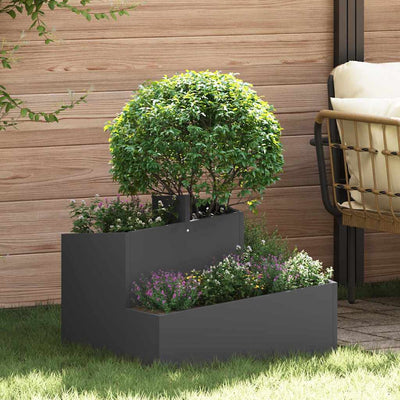 Vidaxl pot de fleur de jardin noir 60 x 60 x 50 cm acier laminé à froid