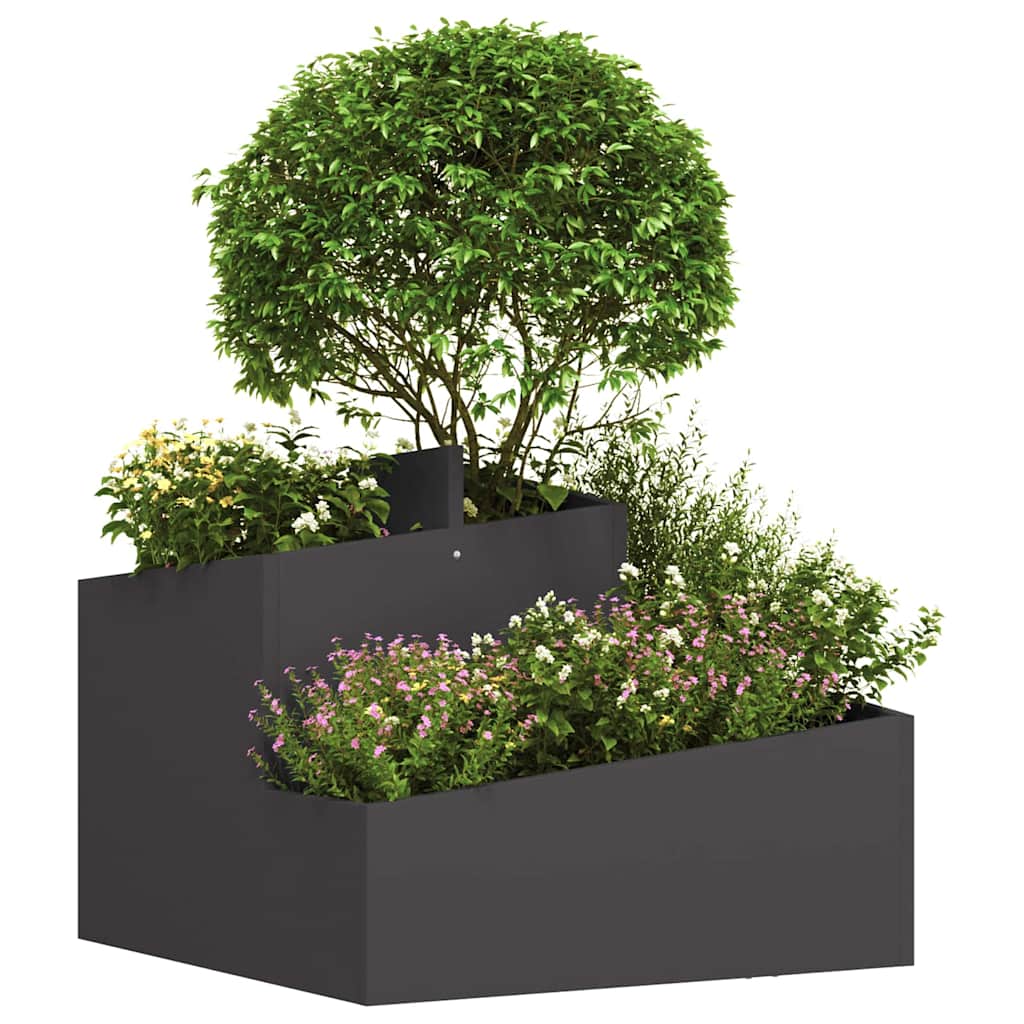 Vidaxl pot de fleur de jardin noir 60 x 60 x 50 cm acier laminé à froid