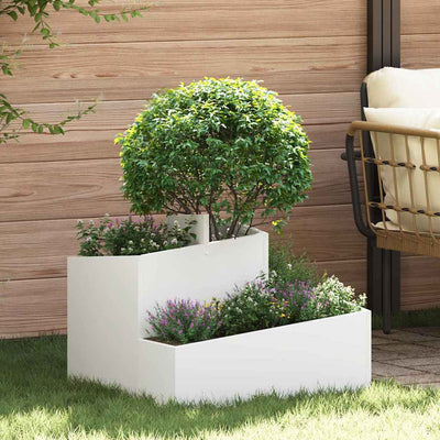 Vidaxl pot de fleur de jardin blanc 60 x 60 x 50 cm acier laminé à froid