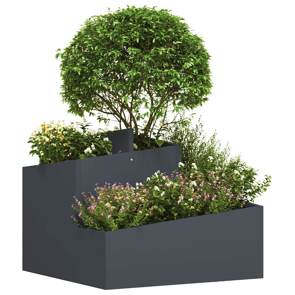 Vidaxl pot de fleur de jardin anthracite 60 x 60 x 50 cm acier laminé à froid