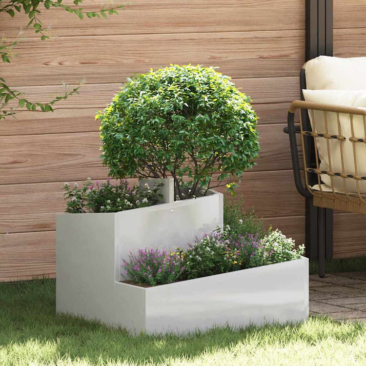 VidaXL pot de fleur de jardin argent 60 x 60 x 50 cm acier inoxydable