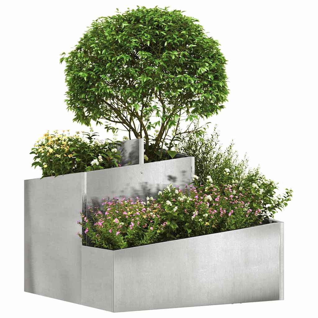 VidaXL pot de fleur de jardin argent 60 x 60 x 50 cm acier inoxydable