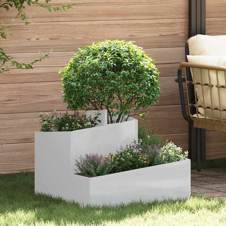 Vidaxl pot de fleur de jardin argent 60 x 60 x 50 cm acier galvanisé