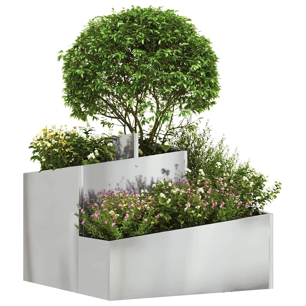Vidaxl pot de fleur de jardin argent 60 x 60 x 50 cm acier galvanisé