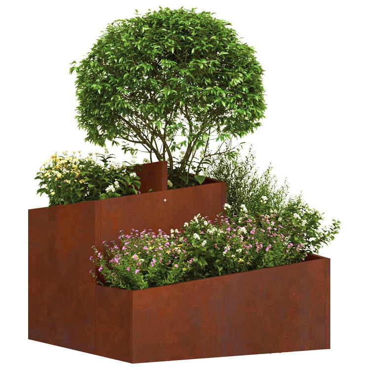 Vidaxl pot de fleur de jardin marron 60 x 60 x 50 cm acier corten