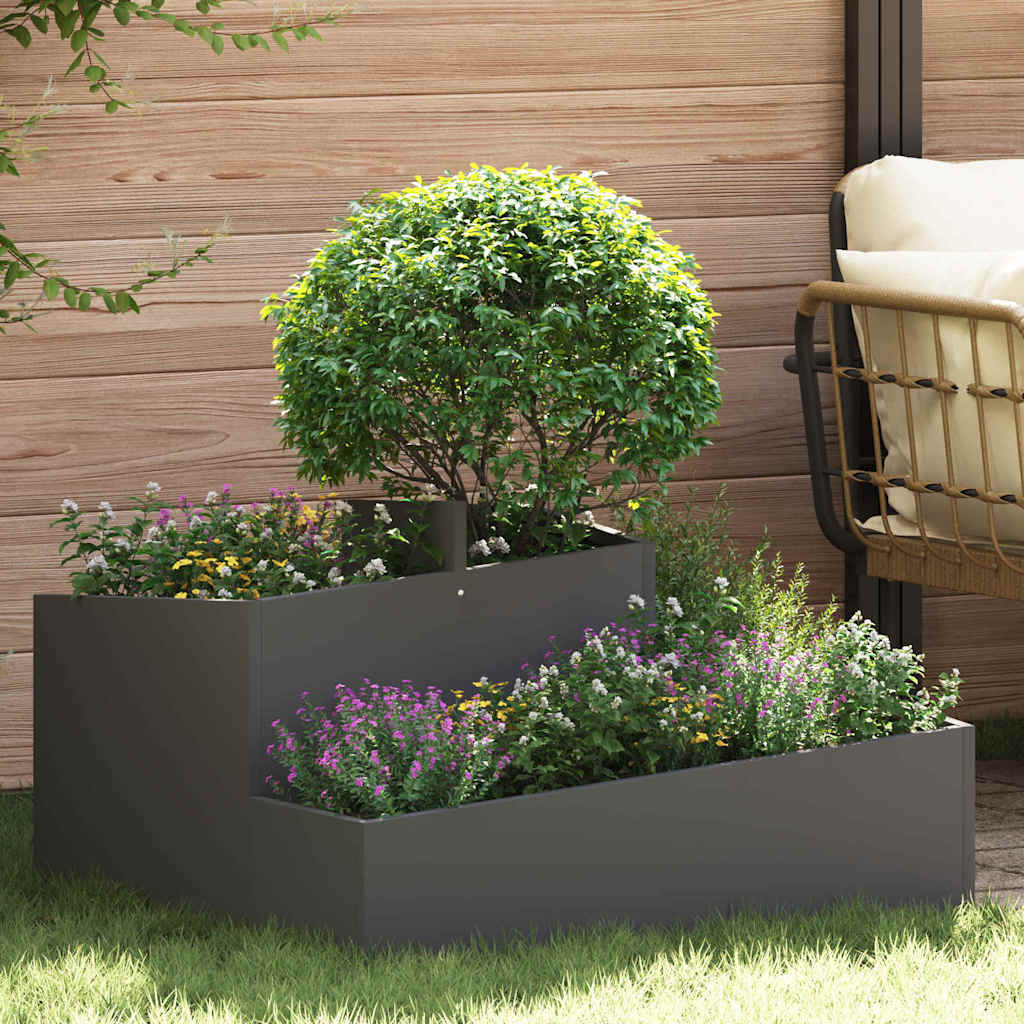Vidaxl pot de fleur de jardin noir 80 x 80 x 50 cm acier laminé à froid