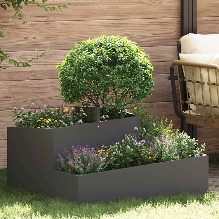 Vidaxl pot de fleur de jardin noir 80 x 80 x 50 cm acier laminé à froid