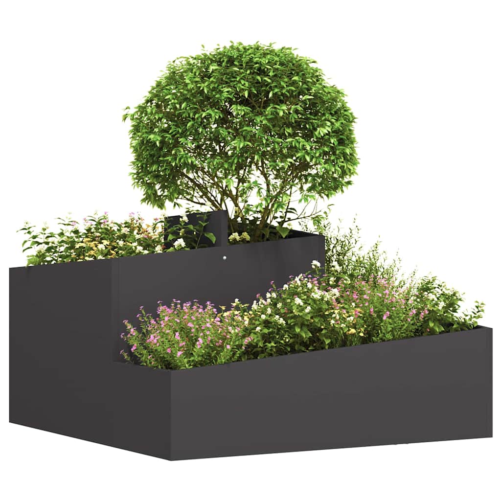 Vidaxl pot de fleur de jardin noir 80 x 80 x 50 cm acier laminé à froid