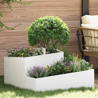 Vidaxl pot de fleur de jardin blanc 80 x 80 x 50 cm acier laminé à froid
