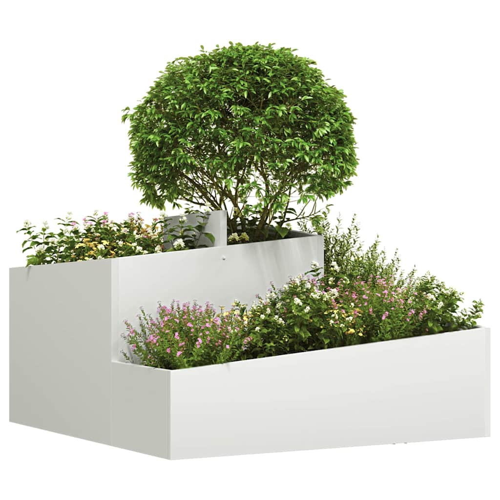 Vidaxl pot de fleur de jardin blanc 80 x 80 x 50 cm acier laminé à froid