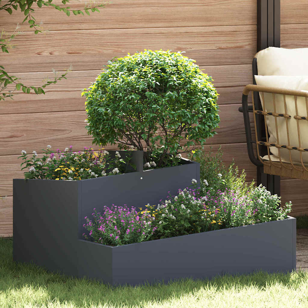Vidaxl pot de fleur de jardin anthracite 80 x 80 x 50 cm acier laminé à froid