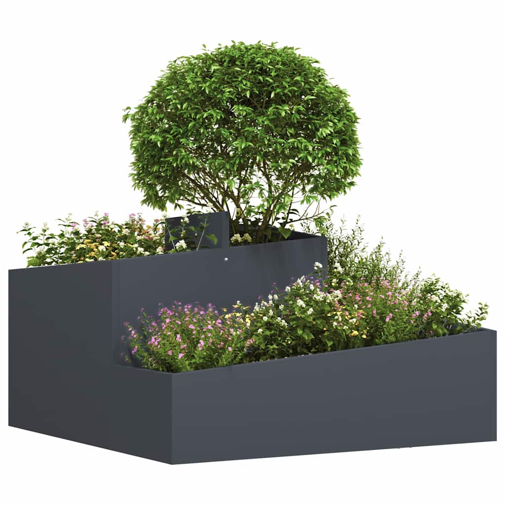 Vidaxl pot de fleur de jardin anthracite 80 x 80 x 50 cm acier laminé à froid