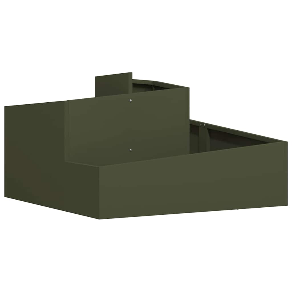 Vidaxl pot de fleur de jardin vert olive 80 x 80 x 50 cm acier laminé à froid
