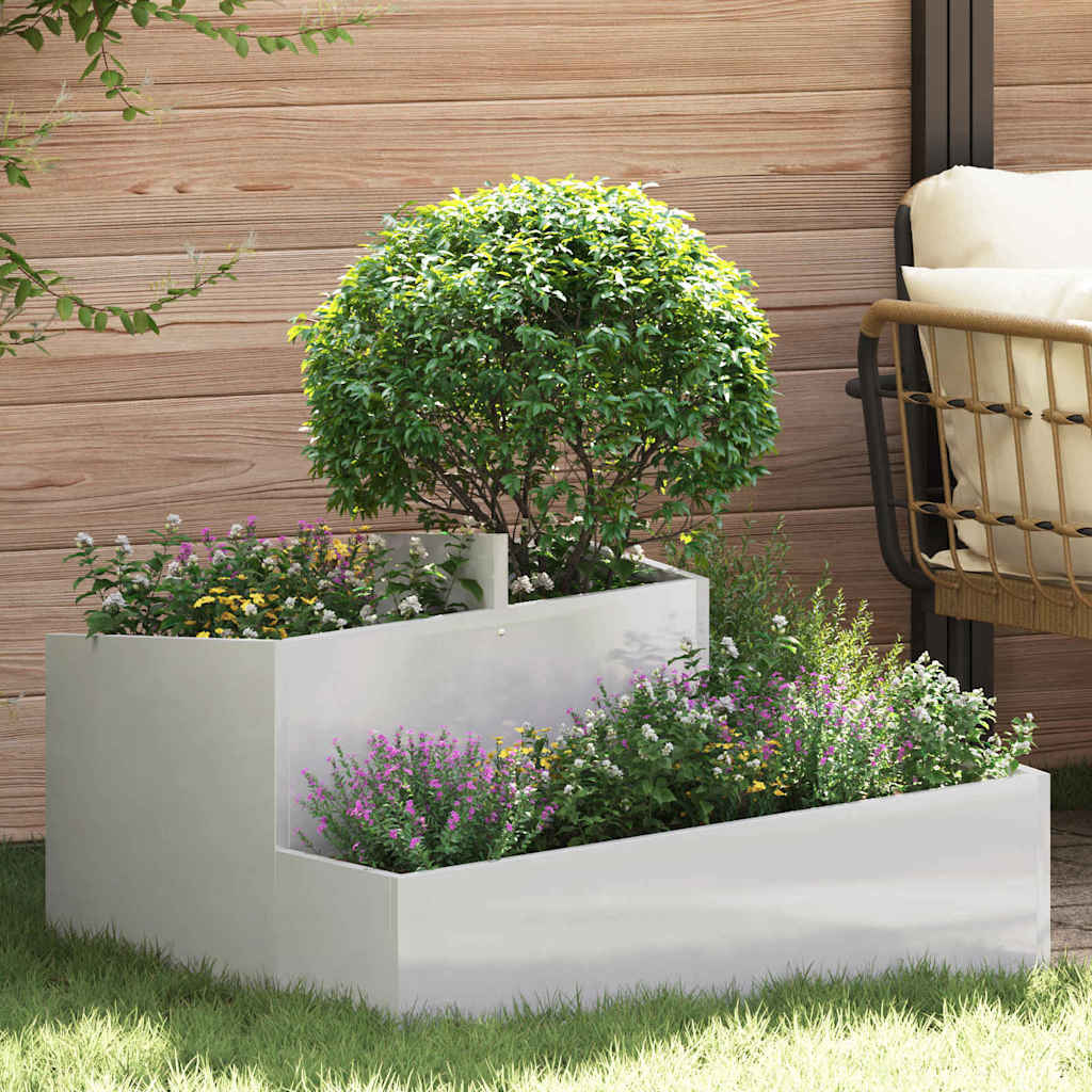 VidaXL pot de fleur de jardin argent 80 x 80 x 50 cm acier inoxydable