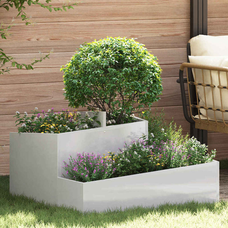 VidaXL pot de fleur de jardin argent 80 x 80 x 50 cm acier inoxydable