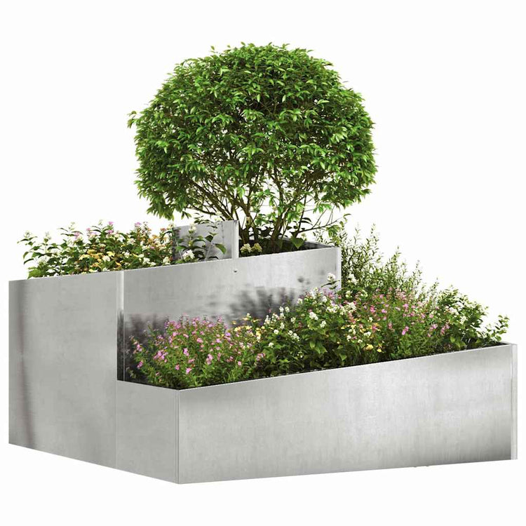 VidaXL pot de fleur de jardin argent 80 x 80 x 50 cm acier inoxydable