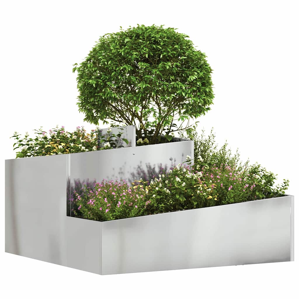 Vidaxl pot de fleur de jardin argent 80 x 80 x 50 cm acier galvanisé