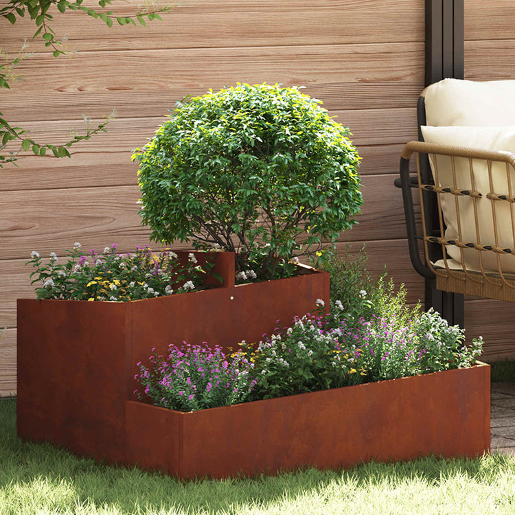 Vidaxl pot de fleur de jardin marron 80 x 80 x 50 cm acier corten