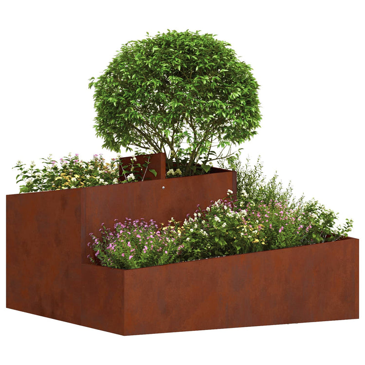 Vidaxl pot de fleur de jardin marron 80 x 80 x 50 cm acier corten