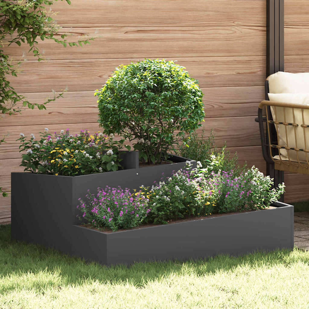 Vidaxl pot de fleur de jardin noir 100 x 100 x 50 cm acier laminé à froid