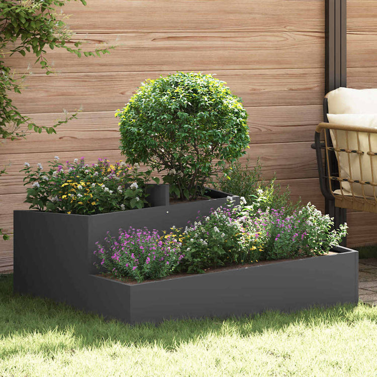 Vidaxl pot de fleur de jardin noir 100 x 100 x 50 cm acier laminé à froid