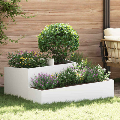 Vidaxl pot de fleur de jardin blanc 100 x 100 x 50 cm acier laminé à froid