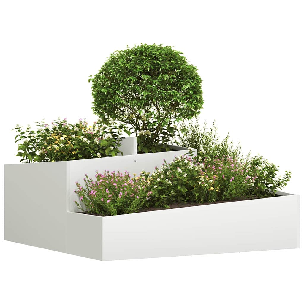Vidaxl pot de fleur de jardin blanc 100 x 100 x 50 cm acier laminé à froid