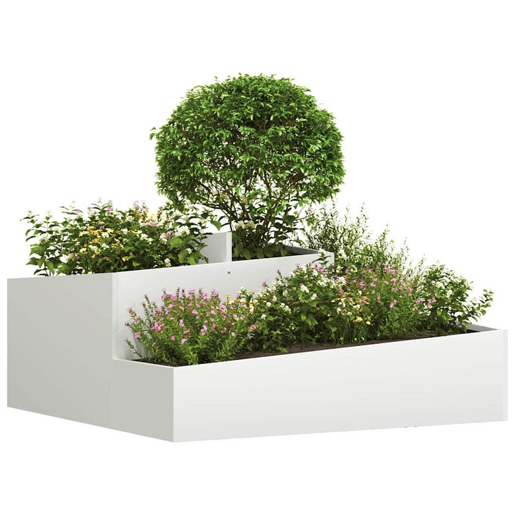 Vidaxl pot de fleur de jardin blanc 100 x 100 x 50 cm acier laminé à froid