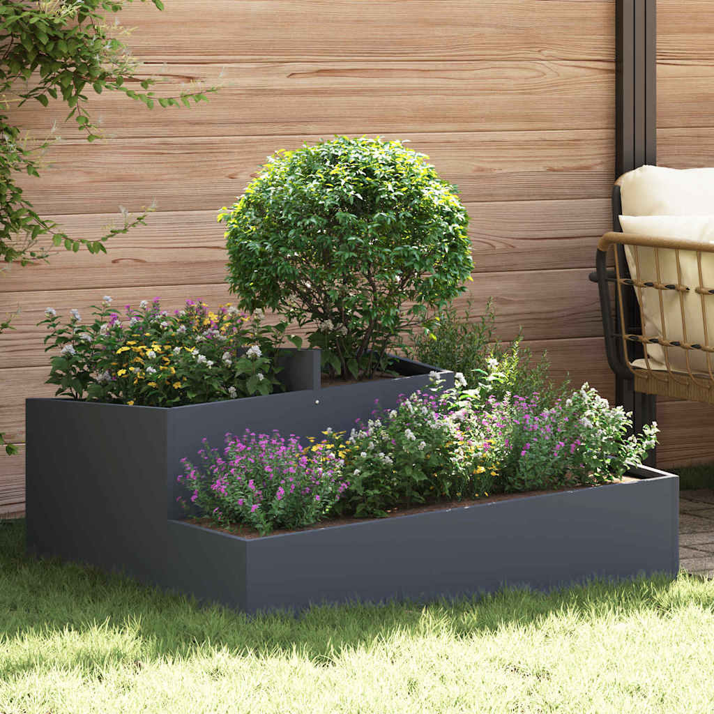 Vidaxl pot de fleur de jardin anthracite 100 x 100 x 50 cm acier laminé à froid