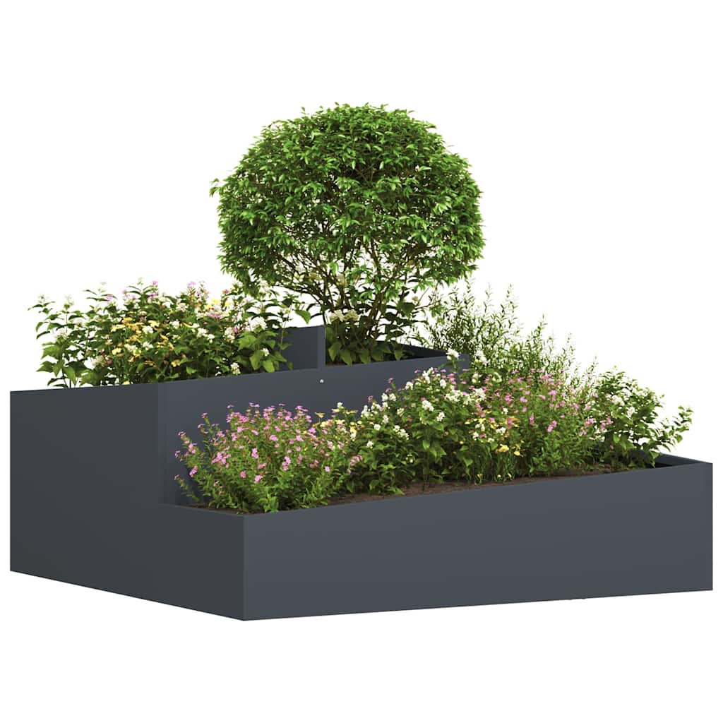 Vidaxl pot de fleur de jardin anthracite 100 x 100 x 50 cm acier laminé à froid