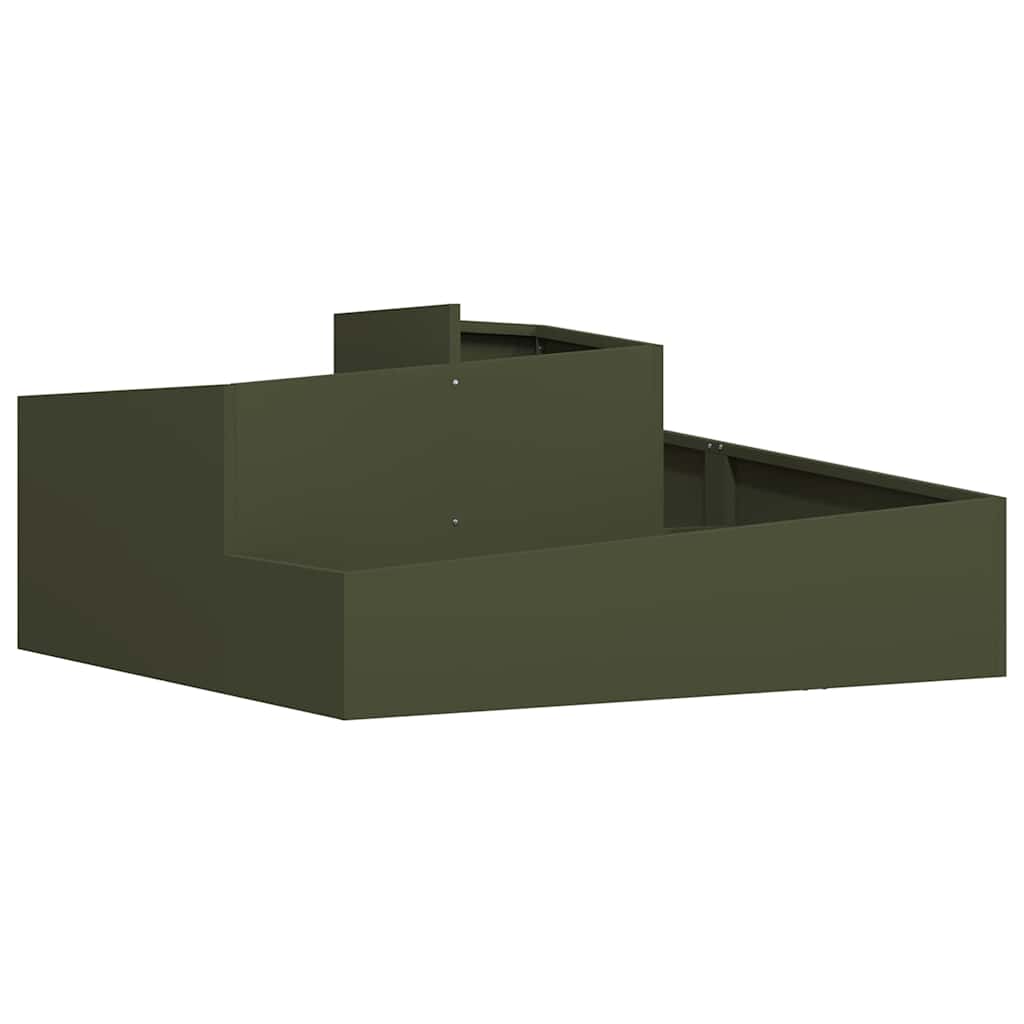 Vidaxxl pot de fleur de jardin vert olive 100 x 100 x 50 cm acier laminé à froid