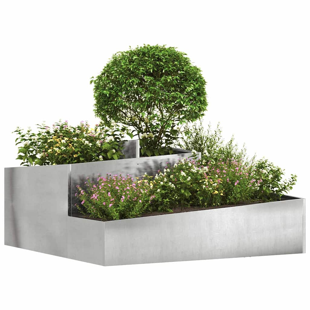 Vidaxx pot de fleur de jardin argent 100 x 100 x 50 cm acier inoxydable