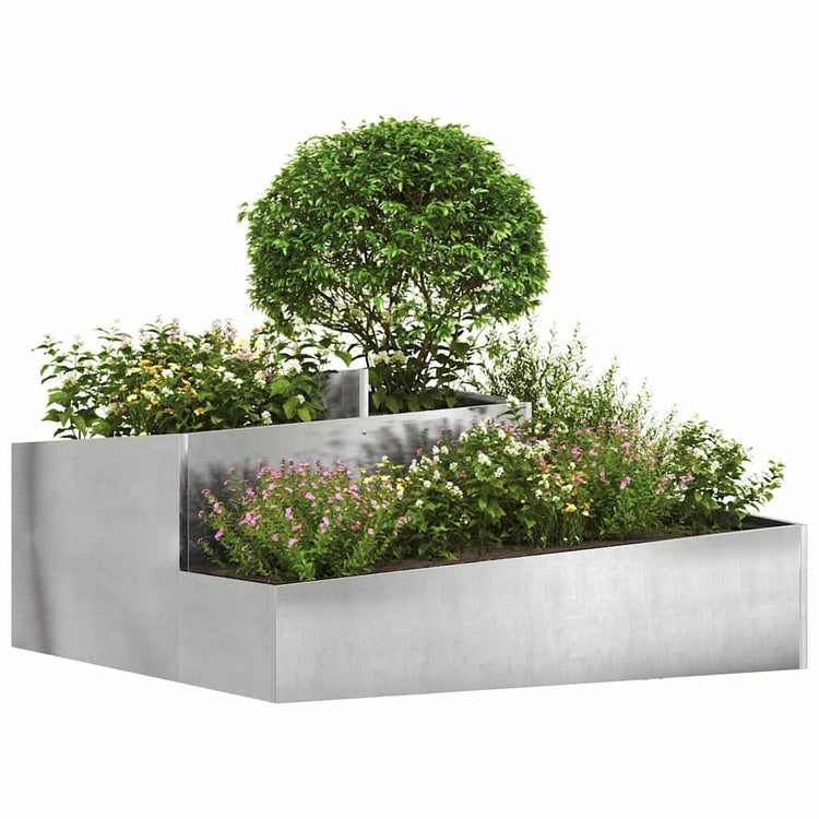 Vidaxx pot de fleur de jardin argent 100 x 100 x 50 cm acier inoxydable